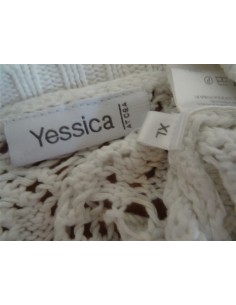 Pulover alb dama maneca lunga brodat C&A 2