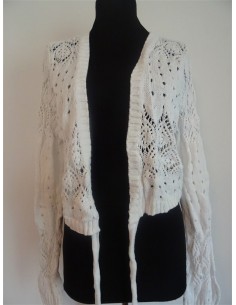 Pulover alb dama maneca lunga brodat C&A