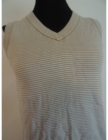 Vesta tricotata bej dama cu dungi subtiri End On End