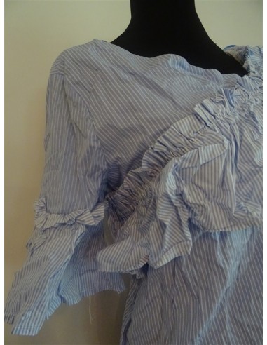 Bluza dama maneca scurta cu volanase si dungi Stradivarius