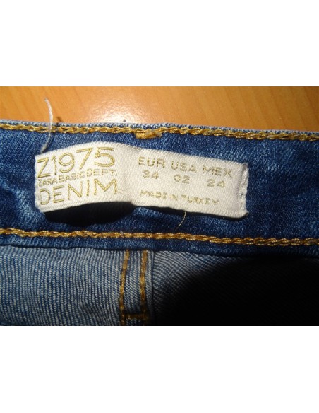 Pantalon blug dama conic cu rupturi Zara Denim