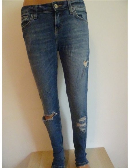 Pantalon blug dama conic cu rupturi Zara Denim