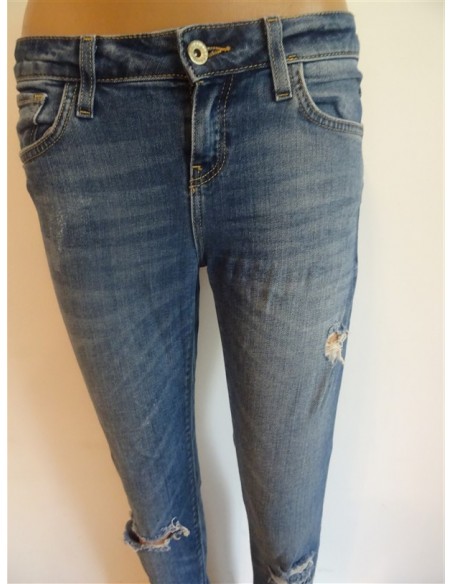 Pantalon blug dama conic cu rupturi Zara Denim